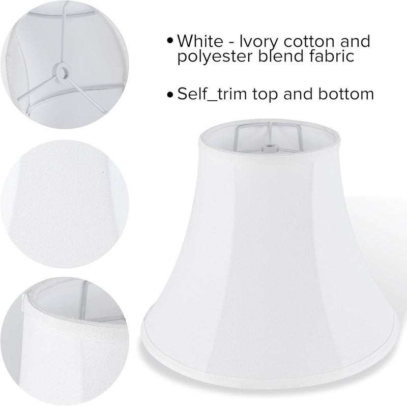 JERHOUS White - Ivory Bell Lamp Shades Set of 2 Medium Lamp Shade 6.7``Top x 13``Bottom x 10``High(Spider) Traditional Lampshade for Table Lamp & Bedside Lamp - Replacement Lampshade By - Image 2